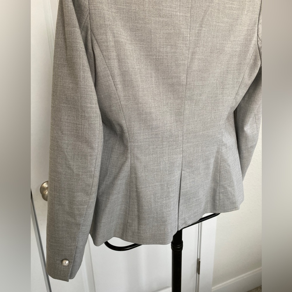Zara Open Front Light Grey Basic Blazer With Pear… - image 3